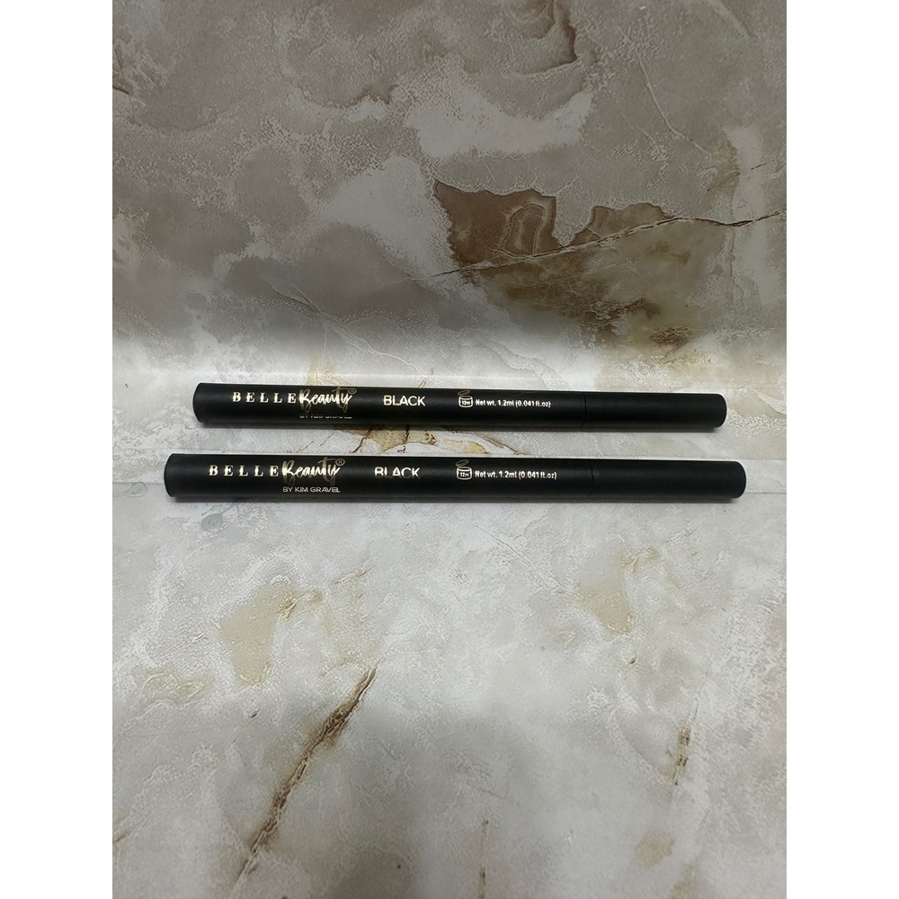 2 BELLE BEAUTY Black‎ Waterproof Liquid Eyeliner Pen 12ml 004 Fl Oz